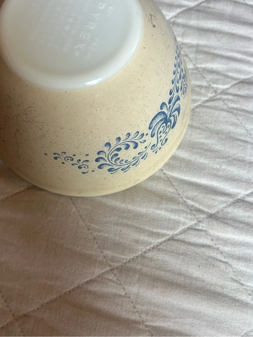 Blue Floral Speckled Stoneware Pyrex Mixing Bowl